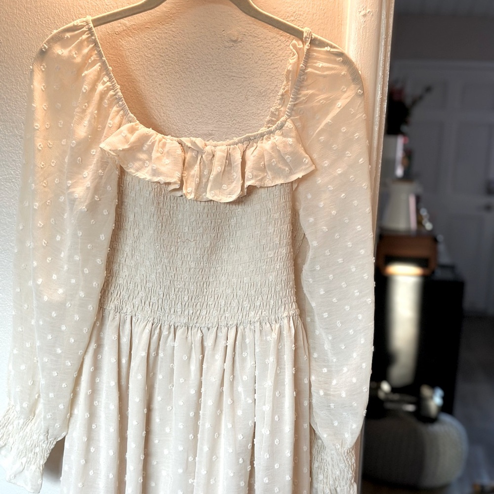 Anna - Kaci California romantic cream colored maxi dress